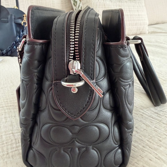 Coach Mini Darcie Carryall Black Embossed Satchel - Picture 4 of 8